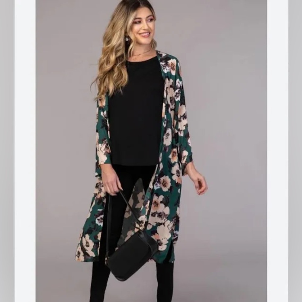 Pinkblush maternity green floral cover up